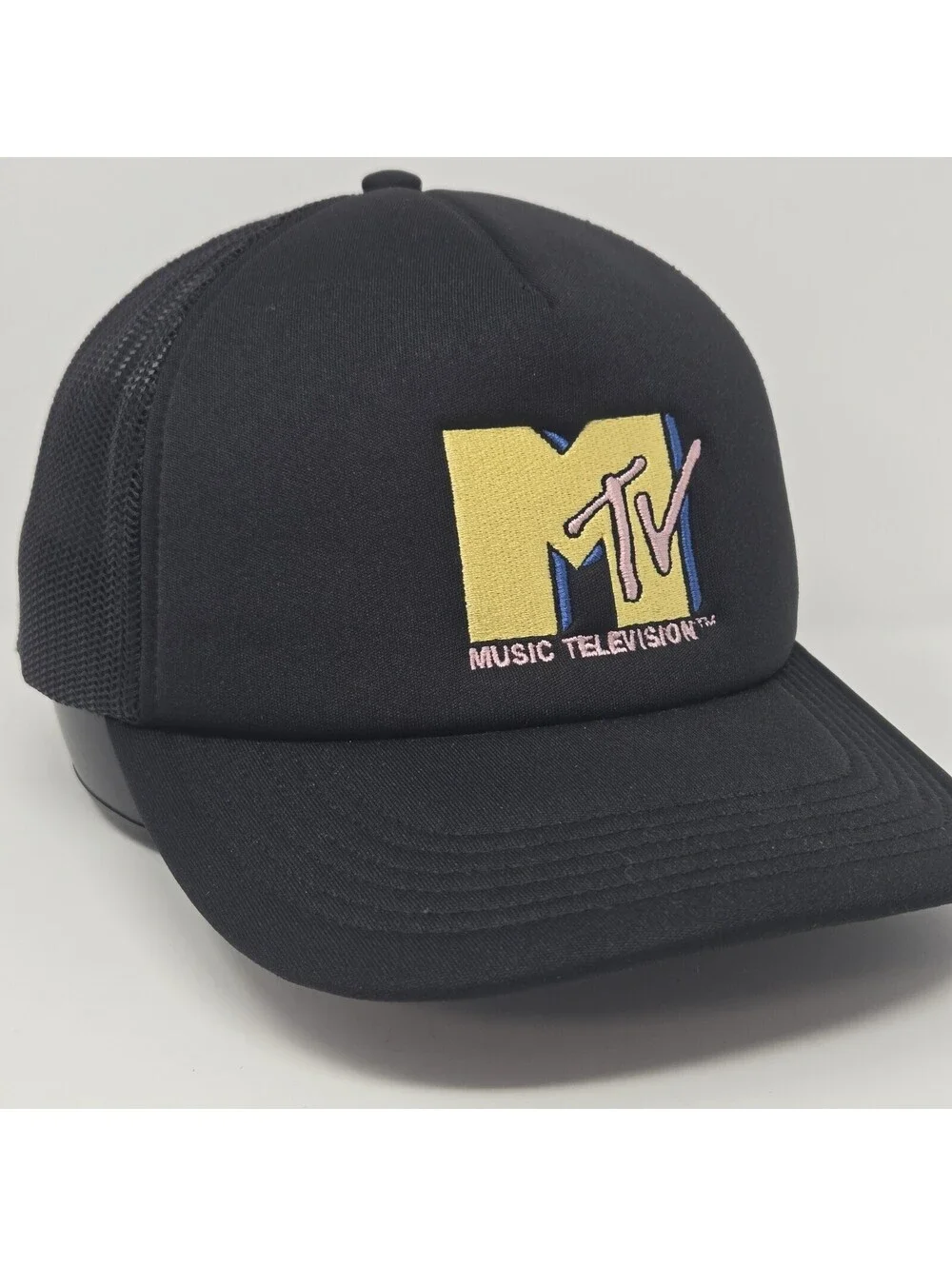 MTV Music Television American Eagle Trucker Hat Cap Black Mesh Snapback